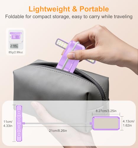 Gritin 2026 Gen 2 Book Light for Reading- 32 Eye Caring Full Spectrum LED | 5 Colors & 5 Brightness, Adjustable Wide/Narrow Beam, Upgrade 1500mAh Long-Lasting Rechargeable Clip on Light-Purple - color: Purple