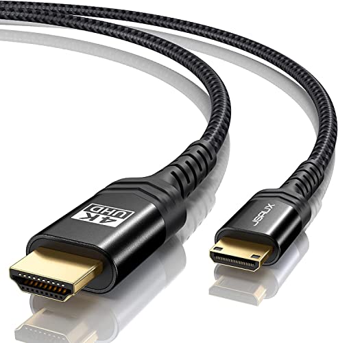 JSAUX Mini HDMI to HDMI Cable 3FT, [Aluminum Shell, Braided] High Speed 4K 60Hz HDMI 2.0 Cord, Compatible with Camera, Camcorder, Tablet and Graphics,Black - color: Black, size: 3FT - Standard Connector