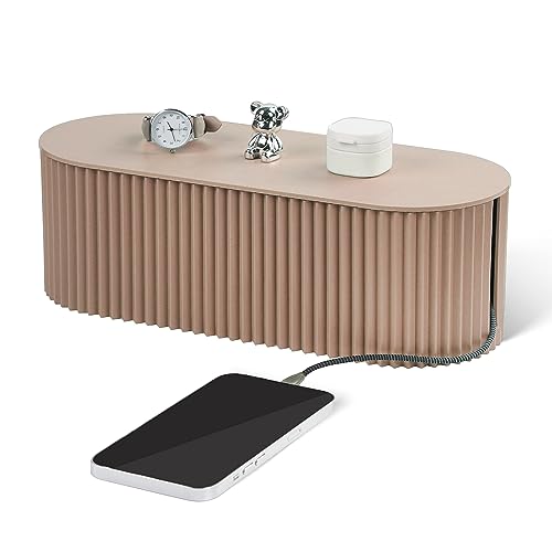 Cable Management Box Large Cable Organizer Box for Power Strips, Surge Protectors, Chargers, Adapters, TV Computer Wires Cable Hider Organizer Box with Cable Ties，Clip Holders - Khaki - color: Khaki