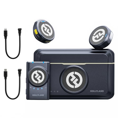 Hollyland Lark M2 Wireless Lavalier Microphone for Camera PC Laptop Phones, Mini Lapel Microphone Wireless, 48KHz 24Bit, 1000ft Range, Noise Cancellation, 30H Battery for Video Recording, Streaming - color: Black, size: Camera Version