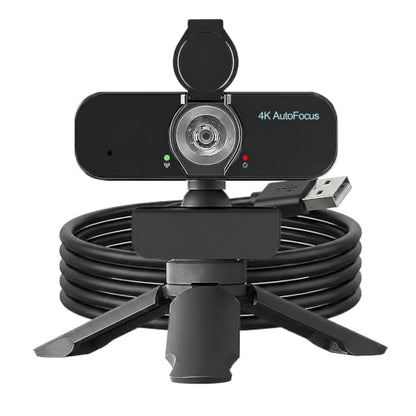 4K Webcam with PDAF Autofocus for PC/Laptop | Smart Noise-Cancelling Mic, Privacy Shield Cover, 80° Focused on You Only, Low-Light Clarity, No-Driver Plug & Play
