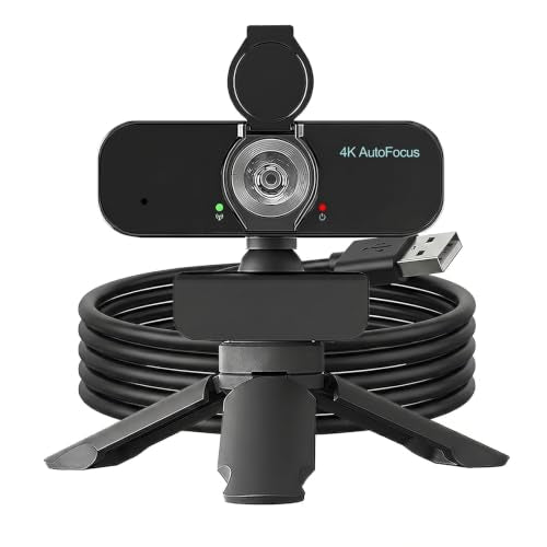 4K Webcam with PDAF Autofocus for PC/Laptop | Smart Noise-Cancelling Mic, Privacy Shield Cover, 80° Focused on You Only, Low-Light Clarity, No-Driver Plug & Play