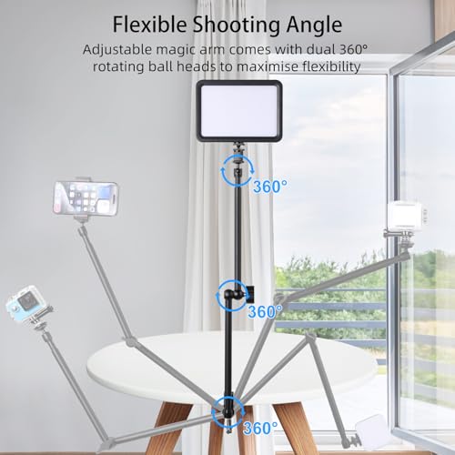 UTEBIT 22 Inch Magic Arm Camera Mount with Super Clamp 1/4" 3/8" Screw Hole | Adjustable Articulating Friction Camera Boom with 360° Ball Heads Arm for Monitor, LED Light, Webcam, Action Camera - size: 22inch