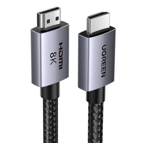 UGREEN 8K HDMI 2.1 Cable 48Gbps 33FT, Ultra High Speed HDMI Cord Aluminum, 4K@240Hz 120Hz 10K 8K@60Hz, HDCP 2.2&2.3, eARC HDR 10 Dolby Compatible with PS5/Blu-ray/Roku TV/Switch 2/Mac mini - size: 33FT
