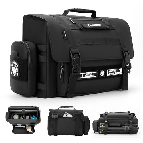 Cwatcun Camera Sling Bag, Waterproof Multifunction Photography Tactica Camera Crossbody Bag with Tripod Holder & Removable Accessory Bags for DSLR/SLR/Mirrorless Cameras - Large - size: Large