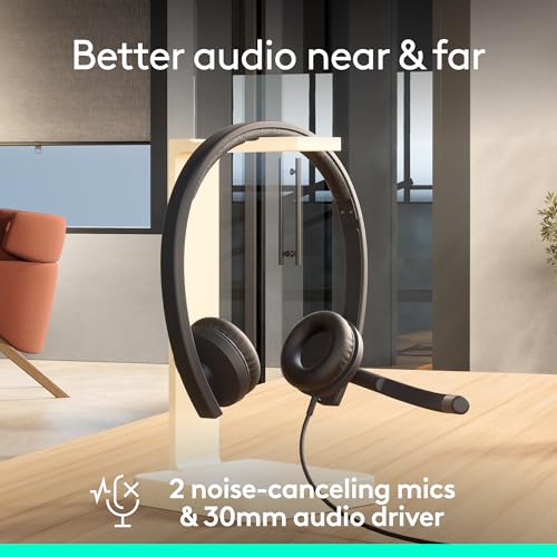 Logitech H570e USB Headset with Microphone for PC and Mac, USB-C Wired Headset with Stereo Sound, Noise-Canceling Mics and Inline Controls, Certified for Microsoft Teams, Black - size: Teams, style: Stereo