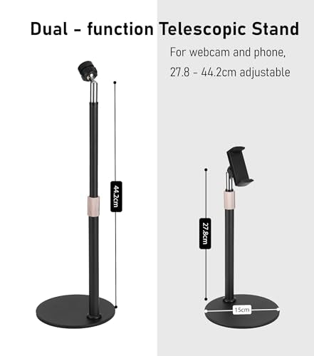 B15 All Metal Webcam Phone Desk Camera Stand 360° Swivel Holder for Webcam C960 C930e C930 C920 C920S C922x C922 Brio 4K C925e C615 and Other 1/4'' Thread Devices