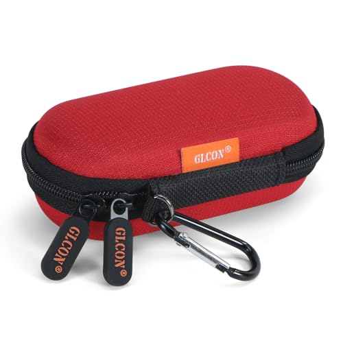 Red Mini Portable Case for Kardiamobile EKG Heart Monitor, Hearing Aids, In Ear Monitor - Small IEM Carrying Case Hard Earbud Pouch for Wired Earbuds, Earpods, Earplug, Keychain, Coin, Cable - color: Red