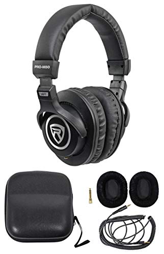 Rockville RCM01 Bundle: Pro Studio Recording Condenser Microphone with Metal Shock Mount, DMS40 40 in Boom Arm USB Mic Stand with Desk Clamp, PRO-M50 Studio Headphones with Case, 3-Items