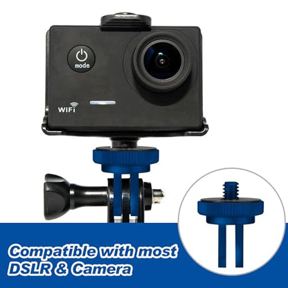 Frienda 4 Pieces Aluminum Camera Tripod Mount Adapter 1/4-20 Conversion Adapter for Tripod Compatible with GoPro Action Cameras and Other Standard 1/4 Accessories (Blue) - color: Blue