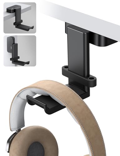 Lamicall Headphone Stand, Headset Hanger - 360 Degree Rotation Earphone Hook Holder Mount, Table Headphone Stand with Cable Organizer, Gaming Headset Clamp for HyperX, Razer, Sony, Sennheiser - Black - color: Black