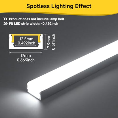 10-Pack 3.3ft/1m U-Shape LED Aluminum Channel with Black Cover, Black LED Strip Light Diffuser Track, Waterproof LED Profile for Under Cabinet, Stairs, Wardrobe, fits 12mm/0.5" Wide Strips - color: Black Aluminum + Black Cover, size: 3.3FT/10P/#048
