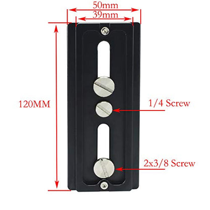 Tripod Arca Plates 120mm Quick Release Plate Universal Arca-Swiss Standard for Camera Tripod Ball Head with 1/4 and 3/8 inch Screw - size: 120mm