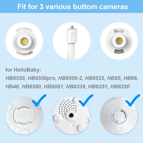 HelloBaby Baby Monitor Mount for HB6550/ Pro/ HB6550Plus/ HB6560/ HB65/ HB6240/ HB6339/ HB6351, 20 Inch Flexible Arm Bracket, Sturdy Camera Holder Attaches to Crib Cot Shelves, No Tools or Wall Damage - size: 20 inch mount