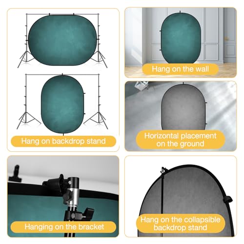 Kate Pop up Backdrop Gray Green Collapsible Backdrops for Photography Studio Portable Backdrop for Headshot, 5x6.5ft