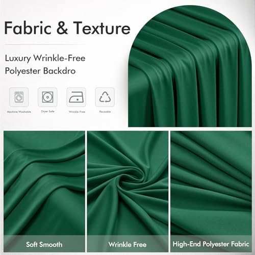 20ftx12ft Wrinkle Free Hunter Green Backdrop Curtain, 4 Panels 12FT Height Wedding Backdrop Drapes, Silky Polyester Back Drop Cloth for Birthday Photography Background Party Backdrop Draping - color: Hunter Green, size: (W)5ft x (H)12ft (4 Panel)
