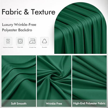 20ftx12ft Wrinkle Free Hunter Green Backdrop Curtain, 4 Panels 12FT Height Wedding Backdrop Drapes, Silky Polyester Back Drop Cloth for Birthday Photography Background Party Backdrop Draping - color: Hunter Green, size: (W)5ft x (H)12ft (4 Panel)