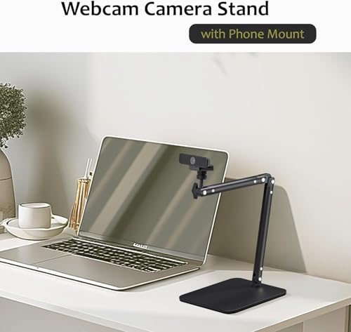 Lufia Webcam Camera Stand, Phone Mount, Sturdy Desk Mount for Webcam C922 C930e C920S C920 C615 C960 C920x BRIO 4K, Phone Mount, Right Light with 1/4" Thread