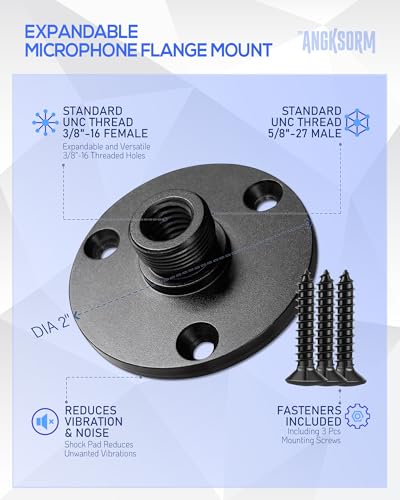 Mic Podium Flange Mounts with Pad KB48 - Microphone Gooseneck Table Mounts with 5/8-27 Male 3/8-16 Female Threads and Mounting Screws, 1PCS - color: FLANGE MOUNT (1PCS)