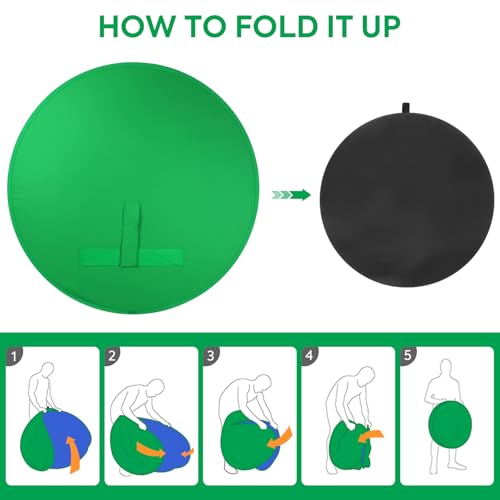 Green Screen Chair,Heorryn 59in Portable Green Blue Screen Backdrop Kit with Double Sided Pop Up Greenscreen Background for Chroma Key Photo/Video, Streaming, Conferencing and Product Photography