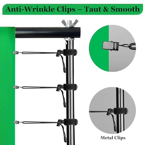 2 in 1 Green Backdrop Stand Kit, 10x8.5 ft Portable Dual Rod Stand kit with 8.5x12ft Green Backdrop-Premium Polyester for Video Streaming, Portrait Photoshoot,Wall Mounted, Parties - size: 10x8.5 Ft