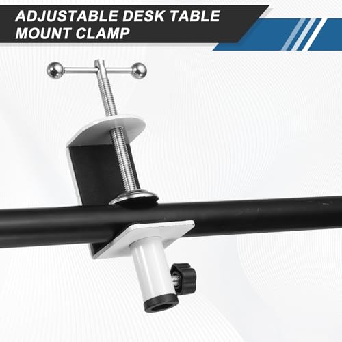 HARFINGTON Metal Table Clamp Mount 2.7" Hole Dia Clamp for Desk Lamp Mount Stand Universal Cantilever Bracket with Adjustable Screw Plastic Handle for Microphone Arm Lamp Stand, White - size: 2.7", style: Plastic Handle