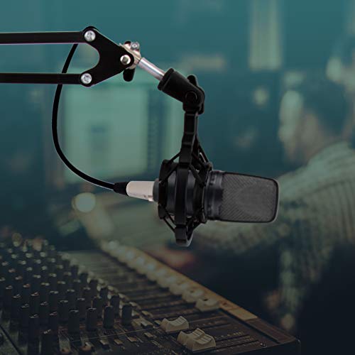 Pyle Suspension Boom Mic Stand with Shock Mount – Adjustable Desktop Mic Stand Boom Arm with Clamp, XLR Cable, Mic Clips – Heavy-Duty Microphone Stand for Podcast, Studio, Streaming, Broadcasting