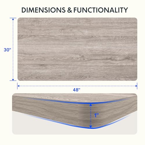 FLEXISPOT Whole Piece 48"x30" Desktop 1" Thickness Height Adjustable Desk Rectangular Tabletop Gray Wood Grain Board (48INCH Gray Wood Grain) - color: Gray Wood Grain, size: 48x30"