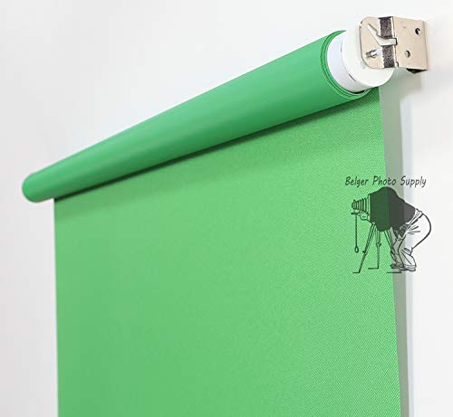 ChromaKey Green 2.5' x 5' Rollup Backdrop System – Spring-Powered Wall or Ceiling Mounted Retractable Background for Green Screen Video, Photography, Streaming & Virtual Meetings - color: Chromakey Green (Kelly)