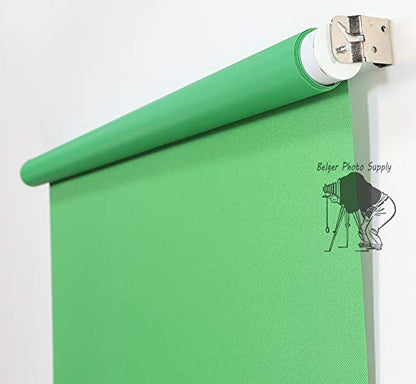 ChromaKey Green 2.5' x 5' Rollup Backdrop System – Spring-Powered Wall or Ceiling Mounted Retractable Background for Green Screen Video, Photography, Streaming & Virtual Meetings - color: Chromakey Green (Kelly)