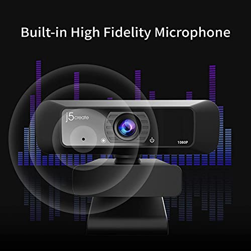 j5create USB Streaming Webcam - 1080P HD with 360° Rotation, High Fidelity Microphone, Plug and Play for PC/Mac/Laptop/Desktop/Skype/YouTube/Zoom/Facetime, Suitable for Conferencing/Calling (JVCU100)