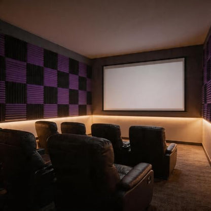 96 Pack Black/purple 12 "X 12 "X1" Acoustic Panels Studio Soundproofing Foam Wedge Tiles (Accompanied By Double-Sided Adhesive Tape) - color: Black/purple
