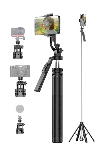Selfie Stick, Phone Tripod 71" Stand 360 Rotation with Detachable Phone Holder & Wireless Remote, Compatible with All Cell Phones, Camera for Content Creator Vlog Live Stream Video Record - style: C19