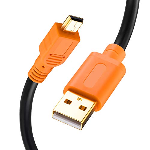 Tan QY Mini USB Cable 10Ft, USB 2.0 Type A to Mini B Cable Male Cord for GoPro Hero 3+, Hero HD, Cell Phones, MP3 Players, Digital Cameras etc (10Ft/3M, Orange) - size: 10 ft
