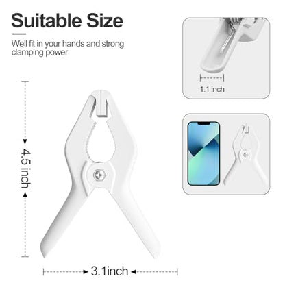 EMART 6 Pack Heavy Duty Spring Clamps, 4.5 inch Plastic Photo Booth Backdrop Clips Clamps for Backdrop Stand, Photography Studio, Photoshoot, Woodworking, Balloon Arch, Crafts, Pool Cover-White