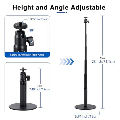 Webcam Stand for Desk, 28" Telescopic Tripod with Phone Holder, Desktop Webcam Mount Compatible with Logitech Webcam C922 C930e C920S C920 C615 C960 C920x BRIO 4K NexiGo N60, 1/4'' Thread