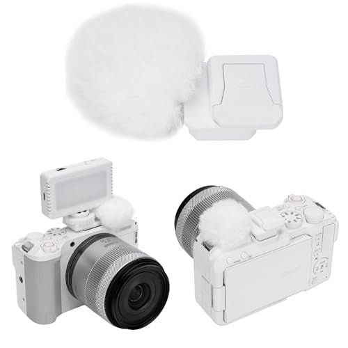 JJC Cold Shoe Wind Muff for Canon EOS R50 V R50V Camera(Not for R50), White | Furry Windshield with Shoe Adapter Mount Holder for LED Light Microphone Attachment, Canon R50V Vlogging Accessories - color: White, size: For Canon EOS R50 V