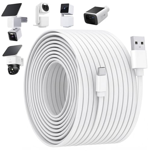 50FT Power Cable for WYZE Cam Pan V3/V4, WYZE Solar/Duo Cam Pan, for eufy SoloCam S340/S220,Type C Extension Charging Cable with IP67 Waterproof for Your WYZE Camera, 24 Hours Continuous Charging