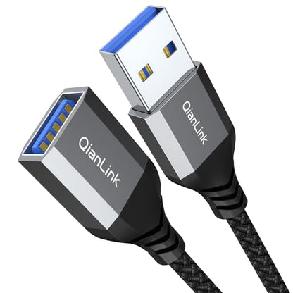 QianLink USB 3.0 Extension Cable (3.3FT), Nylon Braided USB Extender Compatible with Webcam, Camera, Phone, Hub, Mouse, Keyboard, Printer, Hard Drive, Headset (Gray)