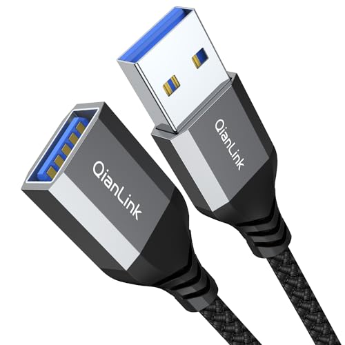 QianLink USB 3.0 Extension Cable (3.3FT), Nylon Braided USB Extender Compatible with Webcam, Camera, Phone, Hub, Mouse, Keyboard, Printer, Hard Drive, Headset (Gray)