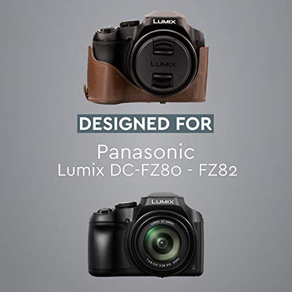 MegaGear Panasonic Lumix DC-FZ80, FZ82 Ever Ready Leather Camera Case and Strap, with Battery Access - Dark Brown - MG1224 - color: Dark Brown