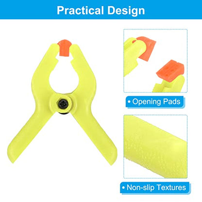 PATIKIL 2 Inch Spring Clamps, 4 Pack Plastic Flexible Anti-slip Strong Backdrop Clamp Clips for Stand DIY Project Photography Studio Craft, Yellow - color: Yellow
