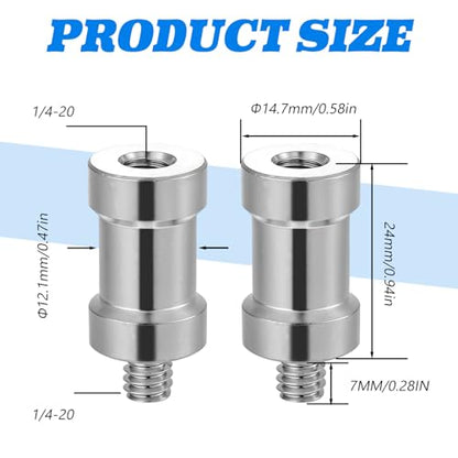 2 PCS Hotshoe/Coldshoe Adapter, 1/4" Female to 1/4" Male Convertor Threaded Screw Adapter Spigot Hotshoe/Coldshoe Adapters Ball Head Flash Trigger Receiver Light Stand adapters for Studio Light Stand