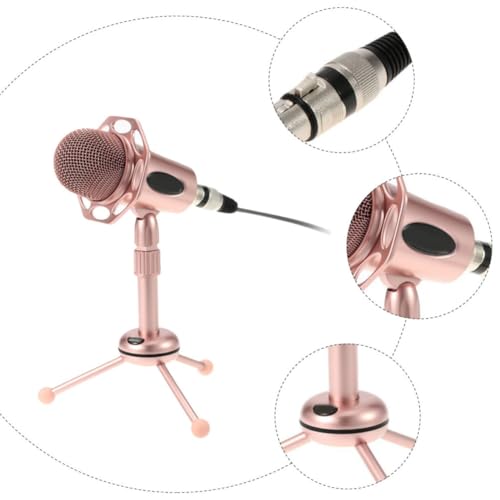 Desktop Chat with Stable to Height Microphone Kit and Adjustable Pedestal Alloy Stand Voice, Easy Use Accessory for Game Live Streaming Computer