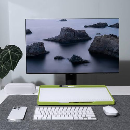 LOUKIN Glass Desktop Whiteboard, 15.3" x 5.6" Dry Erase Desk Board with Dotted and Graduated Surface, Desktop Buddy, Great for Design and Drawing, 3 Markers and 1 Dry Erase Eraser Included (Green) - color: Green