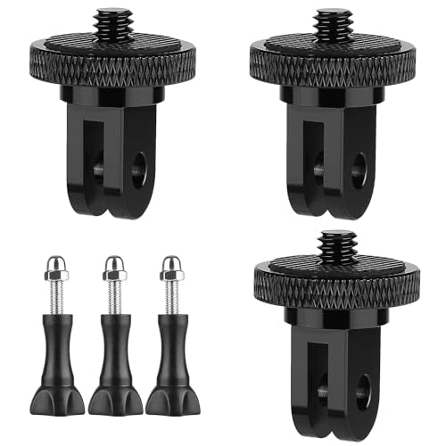 6 Pack Aluminum 1/4"-20 Camera Tripod Adapter, Compatible with GoPro and Insta360 Action Cameras, 1/4" Mount Adapter for Standard 1/4 Accessories