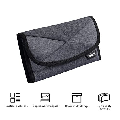 Selens DSLR Battery Case - 4 Pocket Pouch for NP-FZ100, LP-E6, AA, LP-E8, LP-E10, LP-E12, EN-EL14, EN-EL15, NP-FW50, NP-F550, NP-FM500H Batteries & SD Cards - size: large