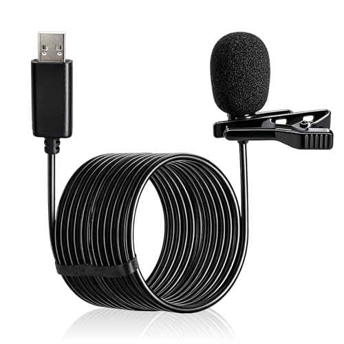 USB Lavalier Microphone for Computer, Omnidirectional Condenser USB-A Computer Microphone for Laptop, PC and Mac, Perfect Podcasting, Gaming, Streaming and Desktop Mic, 2M Cable