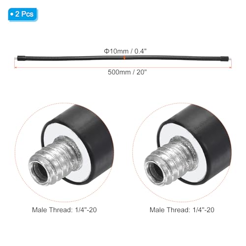PATIKIL 20" Gooseneck, 2 Pcs 1/4"-20 Male to Male Thread Metal Universal Hose Flexible Arm Gooseneck Tube Extension Holder for Action Camera, Phone, Microphone, Black - size: 20"
