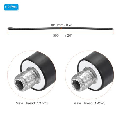 PATIKIL 20" Gooseneck, 2 Pcs 1/4"-20 Male to Male Thread Metal Universal Hose Flexible Arm Gooseneck Tube Extension Holder for Action Camera, Phone, Microphone, Black - size: 20"